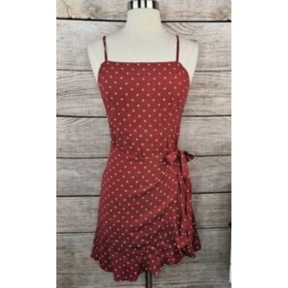 Abercrombie & Fitch Red Floral Wrap Ruffle Mini Dress Small